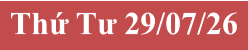 Thứ Tư 29/07/26